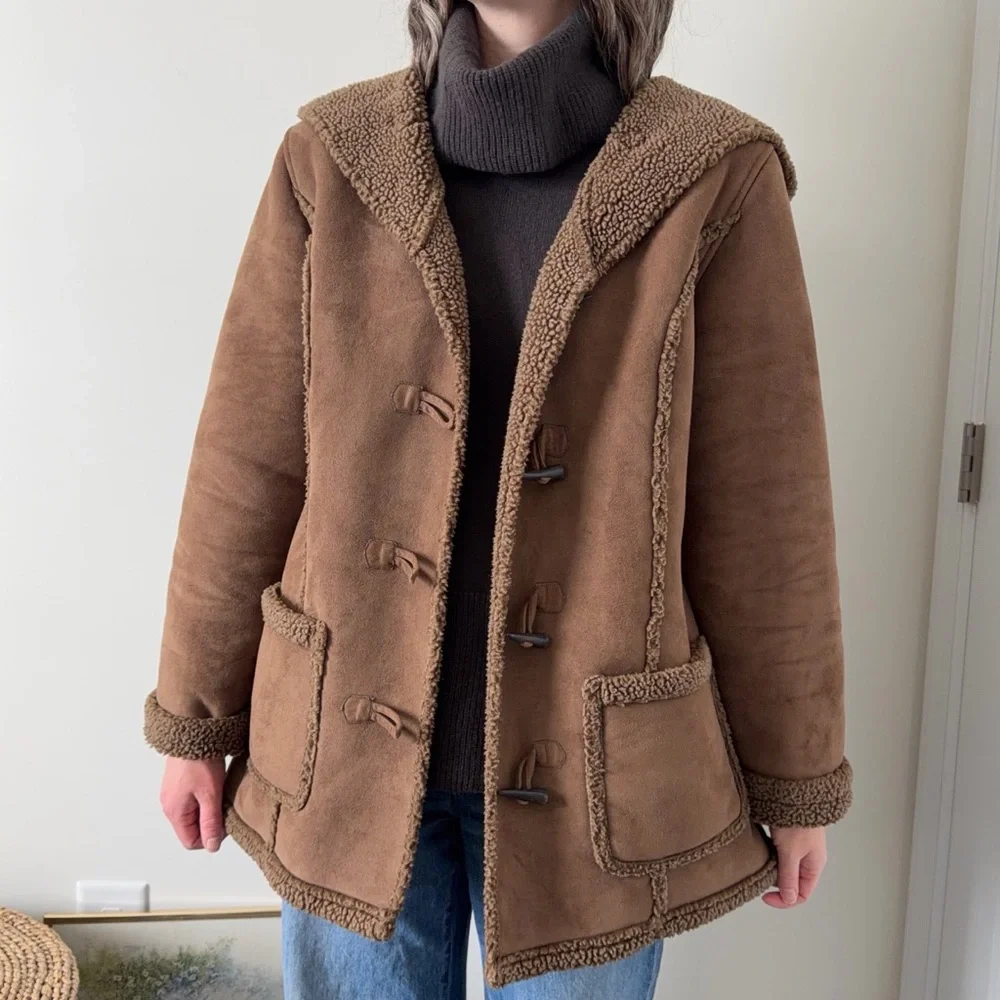L.L. Bean Women's Brown Fleece Toggle Jacket